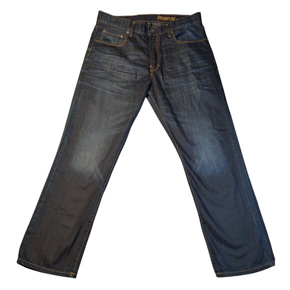 Gap 1969 Jeans Mens 36X32 Blue Dark Wash Cotton Premium Straight Fit Denim - Picture 3 of 9